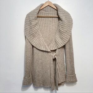 Shawl Collar Ribbed Knit Belted Wrap Cardigan Size M